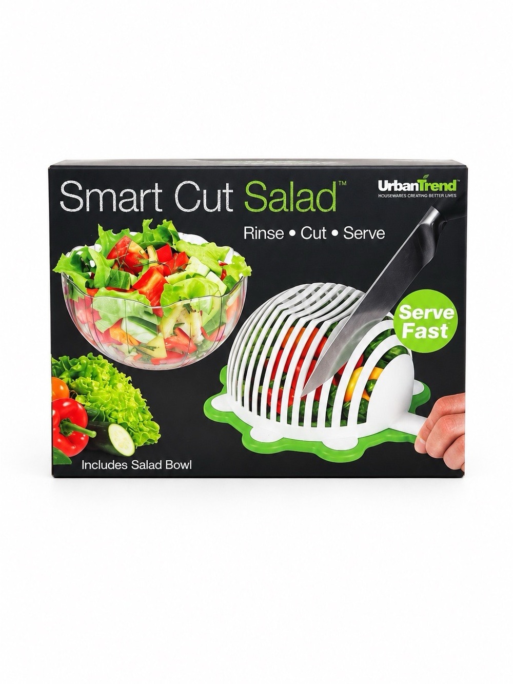 Smart Cut Salad Bowl & Cutter - Green/White